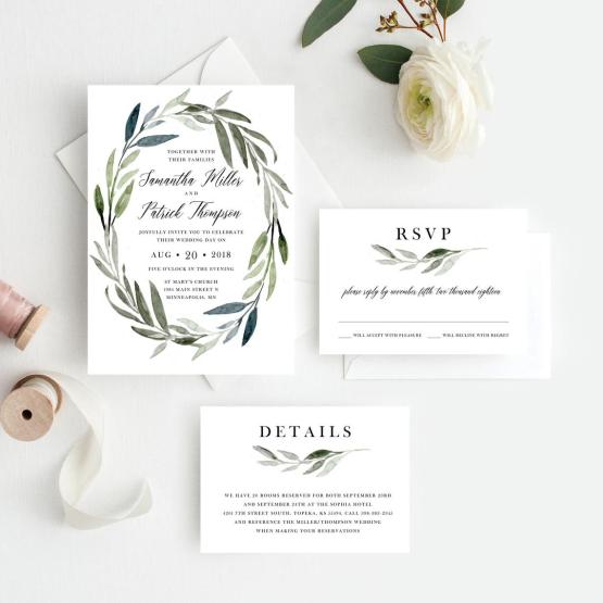 Greenery Wedding Invitation Downloads by Jazz Hands Paper Co on Etsy – The Best Places to Buy Wedding Stationery Invitations Paper Goods Online