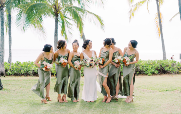 Elegant Moss Green Hawaiian Destination Wedding